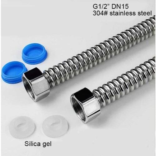 4pcs 40cm G1/2" Stainless Steel Corrugated Water Hard Pipe Hose