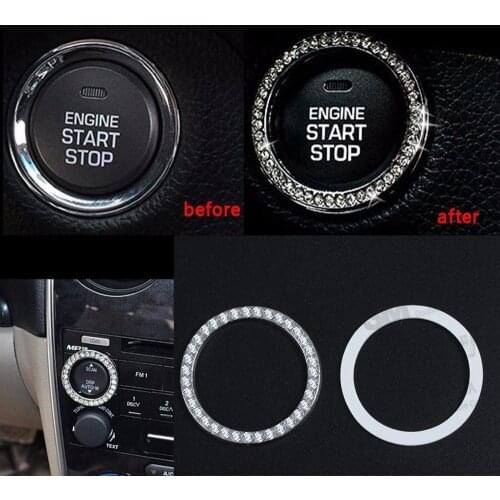 Car SUV Bling Decorative Accessories Automobiles Start Switch Button Decorative Diamond Rhinestone Ring