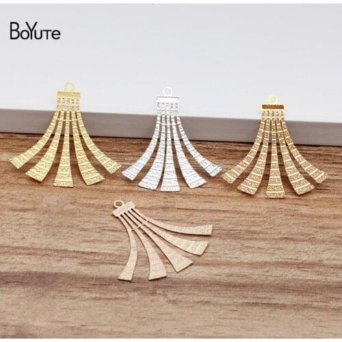 BoYuTe 20Pcs 35MM 4 Colors Ribbon Charms Pendant Wholesale Brass Material DIY Pendant Jewelry