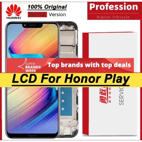 100% Original 6.3'' Display with frame for Huawei Honor Play COR-L29 LCD Touch Screen Digitizer Assembly Repair Parts