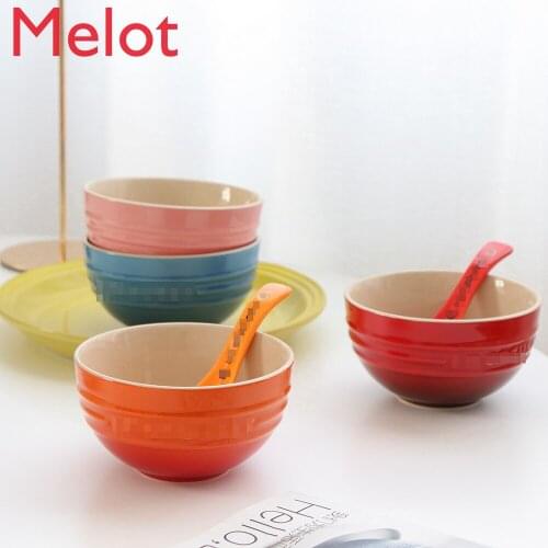 Hand-Painted Household Personalized Creative Multi-Color Ceramic Rice Bowl Gradient Dessert Bowl Salad Bowl Sauce Dipping Bowl