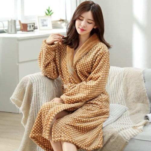 Flannel Couple Nightgowns Robes Womens Bathrobes Coralline Velvet Thickened Household Clothes Men Autumn Winter Nightwear H5624