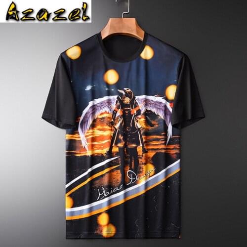 Azazel Summer Mens T-shirts Luxury 100% Cotton Short Sleeve Front Printed T-shirts Men Plus Size 3XL 4XL Slim Fit T-shirts Man