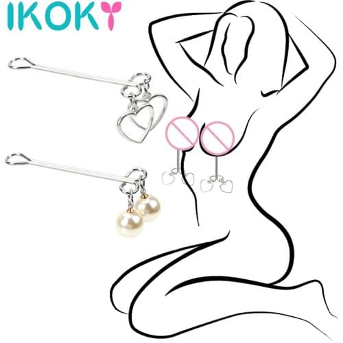 IKOKY Heart Shape Nipple Clamps Sex Toy for Women Couples 1 Pair Pearl Shape Adult Games Adult Products
