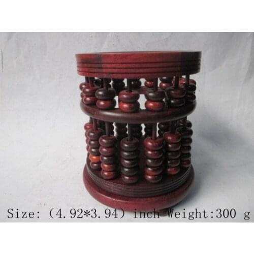 Chinese ancient Hongshan chicken wing wood carving flowerpot and calculator abacus