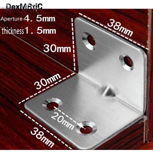 20pcs L-Shape Thickened Stainless Steel Corner Brackets 4 Holes Fixing Angle Wood Corner Brackets Furniture Hardware Connection