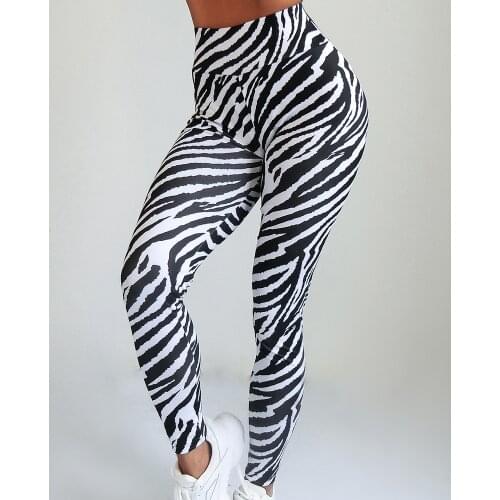 Ogilvy Mather 2020 Sexy Zebra Stripes Fitness Leggings High Waist Woman Quick Drying High Elasticity Slim Pants Workout Leggings