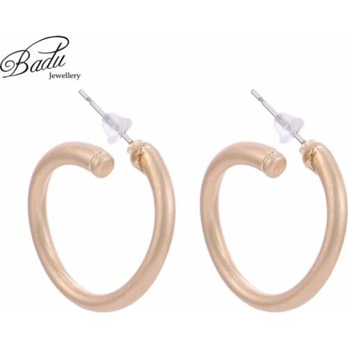 Badu Small Metal Stud Earring Punk Style Matte Gold Earrings 2018 Korean Fashion Jewelry Gift for Girls Wholesale