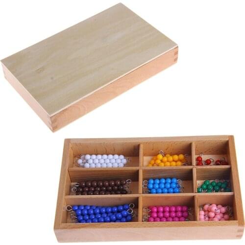 Montessori Mathematics Material 1-9 Beads Bar in Wooden Box Early Preschool Toy