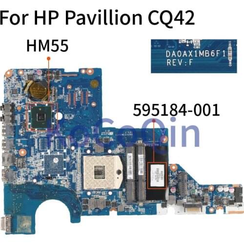 595184-001 595184-501 For HP Pavillion CQ42 CQ62 G42 G62 HM55 DA0AX1MB6F0 DA0AX1MB6H1 HM55 laptop Motherboard PGA989 Mainboard