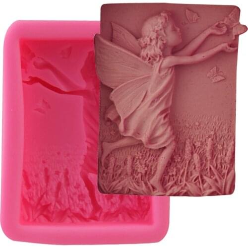 Fairy angel flower 3D Soap Molds resin clay Rectangle silicone molds DIY handmade soap mold silica gel mould Newest Design