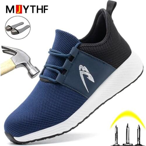 2021 New Safety Shoes Men Breathable Work Sneakers Men Work Boots Anti-smash Steel Toe Shoes Indestructible Protective Shoes