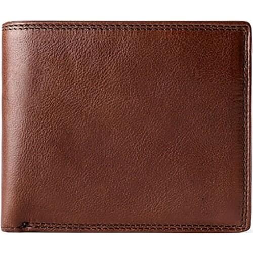 Classic Men Wallet RFID Blocking Anti Theft Vintage Genuine Leather Wallet Purse Top Cowhide Business Credit ID Card Holder Man