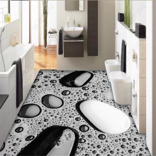 Beibehang wallpaper for walls 3D beautiful black and white pebbles water drops modern 3d floor tiles wallpaper 3d on the wall