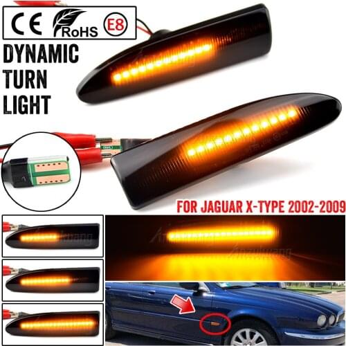 Pair LED Flowing Side Marker Light Turn Signal Bllinker Lamp Side Reapeater Lights For JAGUAR X-TYPE 2002-2009 2003 2004 2005