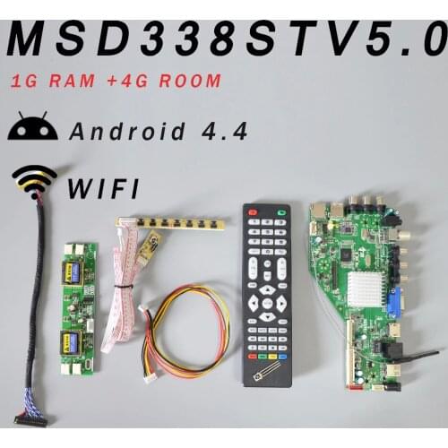 1G RAM & 4G ROM MSD338STV5.0 Intelligent Wireless Network TV Driver Board 4 Lamp Inverter + 2ch 8-bit 30pins LVDS+7K Switch