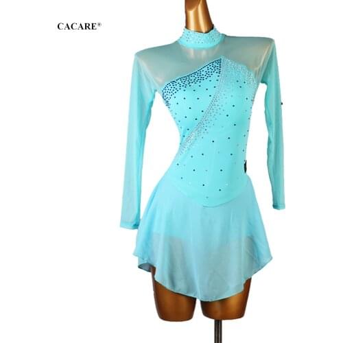 CACARE Figure Skating Dress Women Girls Customize Competition Ice Skating Dresses Latin Dance Costumes D0871 Panties Mesh Sleeve