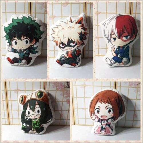 Anime My Hero Academia pillow plush toy Izuku Bakugou Todoroki Tsuyu plush stuffed doll double sided pillowcase toy gift 45cm