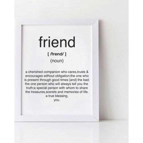 Friend Definition Poster Canvas Painting Inspiration Print Wall Art Picture for Living Room Interior Home Decor Motivation