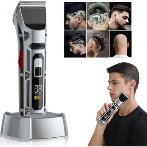 Professional Hair Trimmer Men Barber USB Charging Adult Haircut Electric Hair Clippers Carving Machine with LED Display Cordless