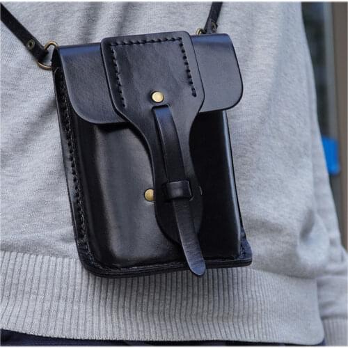 Mobile Phone Leather Belt-Sling Bag Runner Waist-Sling Pockets Multi-Function Wear-Resistant Sling Belt Fanny Pack