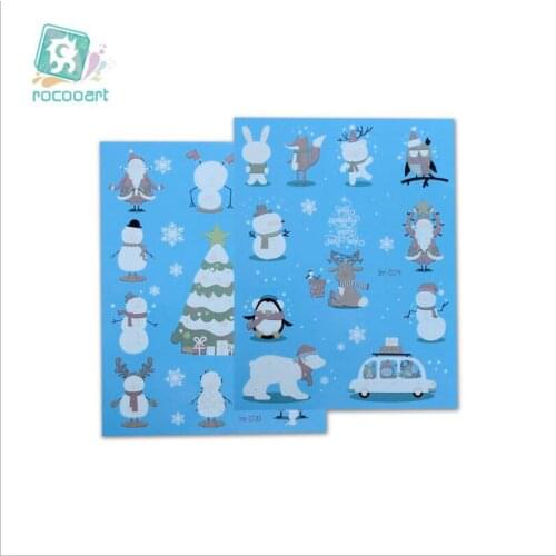 Rocooart Christmas Temporary Tattoo Stickers Snowman Elk Tattoo For Children Party Waterproof Fake Tatto Kids Face Hands T1837