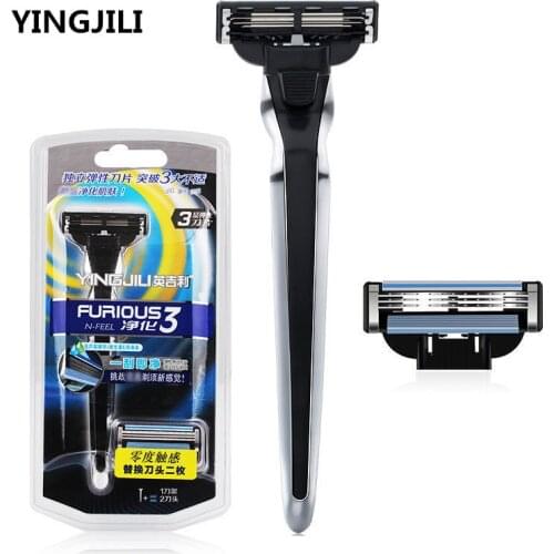 Manual Razor Mens shaver epilator Safety bic Machine for shaving barber hair remova Zinc alloy durable 1holder 2blade YingJiLi