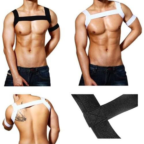 Sexy Elastic Bandage Top Straps Short Shirt Bondage Men Shoulder Strap Muscle Harness Belt Male Gay Fetish Lingerie Exotic Tanks