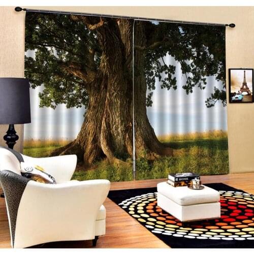 Big tree curtains photo Blackout Window Drapes Luxury 3D Curtains For Living room Bed room green landscape Decoration curtains