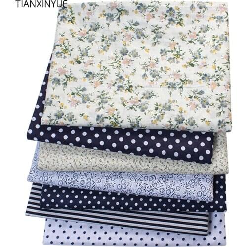 TIANXINYUE choose size 7 pcs/lot Dark Blue 100% Cotton Quilts Fabric for Sewing Patchwork Kids Bags Baby toy DIY Fabric