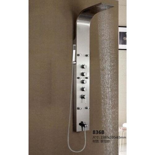 Thermostatic Shower Panel 5pc Massage Jets Rain Shower Column Mixer Shower Faucet Tower Shower Tub Spout Black