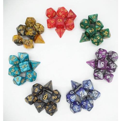 TITANS Dragon Rpg Dice Sets of 49 Dices d20,10,12,8,6 Sided Role Dice Perlized / Double Color Style