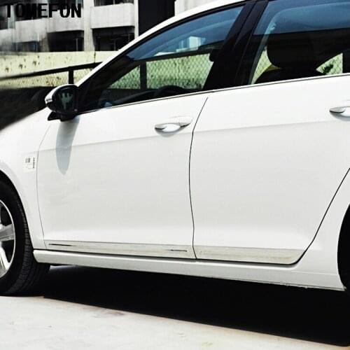 TOMEFON For Volkswagen VW Golf 7 Mk7 GTI R 2013-2017 Stainless Steel Side Door Body Moulding Car Chrome Body Protection 4Pcs/Set