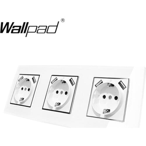 Triple EU Schuko Outlet with Double USB Wall Socket 5.1DC 2.1A For EU Box Wallpad 234*86mm Frame EU Outlet with USB