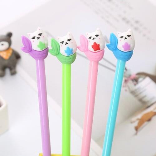 Fishtail Cat Gel Pen 0.5MM Novelty Student Kawaii PenS Black Signing Pen Cute Cartoon Gel Pens Kawaii School Supplies