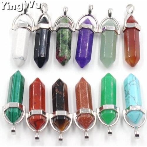 Yingwu Natural Quartz Crystal Stone Point Chakra Healing Gemstone Pendant For Necklace Bulk 2pcs Lot