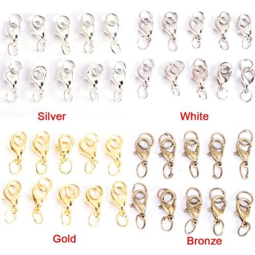 20Pcs Boho Style Lobster Claw Clasps Split Ring Jump Rings Making Hook Beads Crimp End Spring Necklace Snap Chains Connector Set