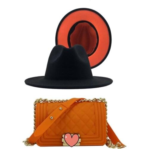 Womens Felt Fedora Hat Wide Brim Panama Cowboy Hat double-sided color matching jazz woolen hat wholesale