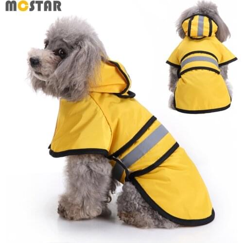 MC Star Dog Raincoat Pet Hooded Jumpsuit Rain Coat S-3XL Reflective Outdoor Poncho Small Dogs Waterproof Rain Cap Rain Clothes