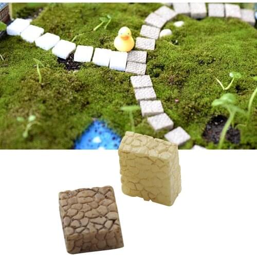 10 Pcs Square Stepping Stone Miniature Stair Figurine for Mini Fairy Garden Micro Landscape Decor Statue Resin Craft