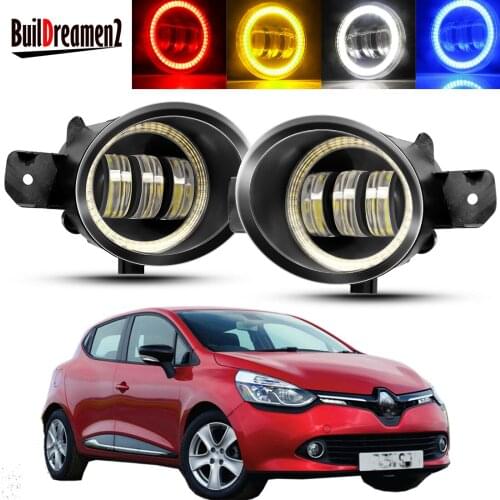 2 X Angel Eye Fog Light Assembly Car LED Lens Fog Daytime Lamp DRL For Renault Clio 3/III Hatchback Grandtour Estate 2005-2014