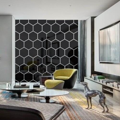 3D Hexagon Acrylic Mirror Wall Stickers Removable DIY Art Wall Decor Stickers Living Room Mirrored Sticker Home Decor