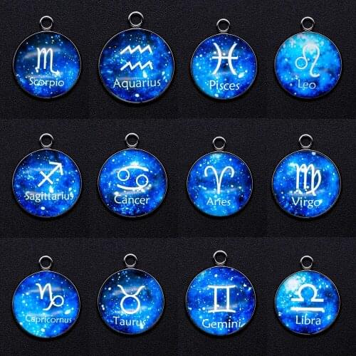 5pcs/lot Zodiac Cabochon Jewelry Pendant DIY Charms Wholesale Factory Store OEM Order Accepted Pendants for Necklaces Making