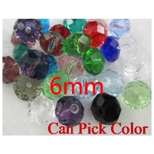 6mm 400pcs/lot white b35356 multicolor Mixed black Glass Faceted Rondelle Beads strand spacer bead bracelet DIY crystal
