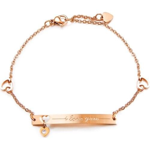 STEEL/Rose Gold Color Heart Bracelet Bangles For Women Charm Stainless Steel girl Hand Jewelry Gift Dropshipping