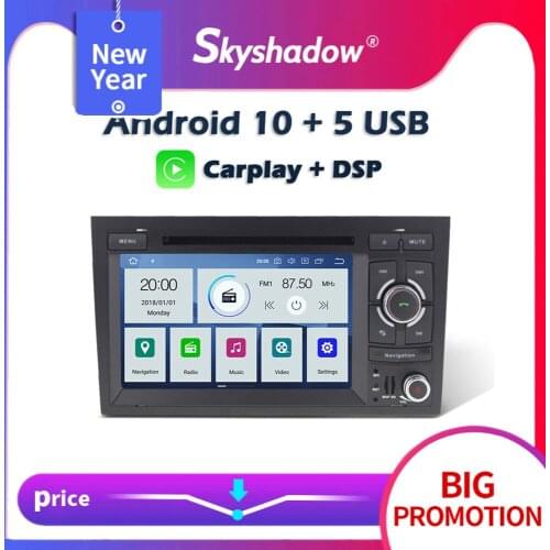 Carplay DSP PX6 IPS Android 10 4G +64G Car DVD Player GPS Map RDS Radio Bluetooth Wifi For AUDI A4 SEAT EXEO 2009-2012 S4 RS4 8E