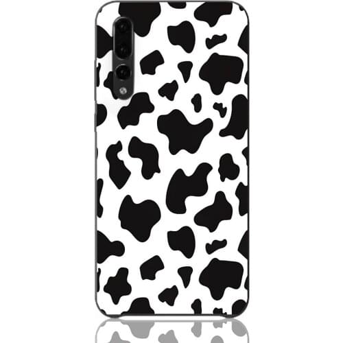 Cow Print Fashion Classic Phone Case Cute Pure Black Sotf Silicone TPU For Huawei P40 P30 P20 Lite P10 P9 P8 series aesthetic