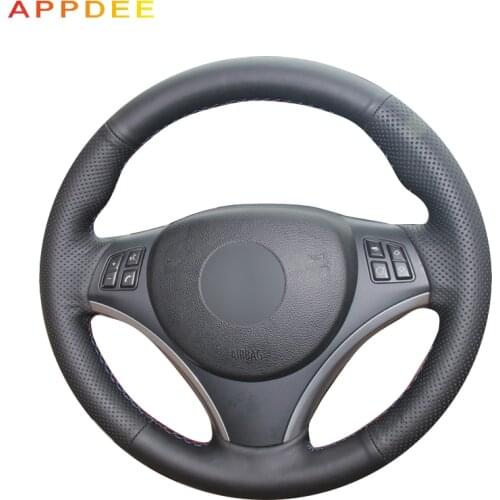 Car Black artificial Leather Steering wheel cover for BMW E90 320i 325i 330i 335i 120d E87 120i 130i