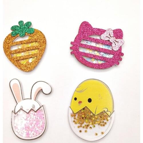 5pcs lot Cat head shape with Quicksand Cover For Phone decoration and DIY Sequin Patch