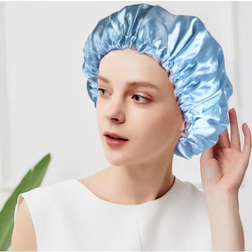 Adult Women Double Waterproof Colour Ding Bath Cap Super Waterightness New Plain Colour Lining Bathroom Accessories